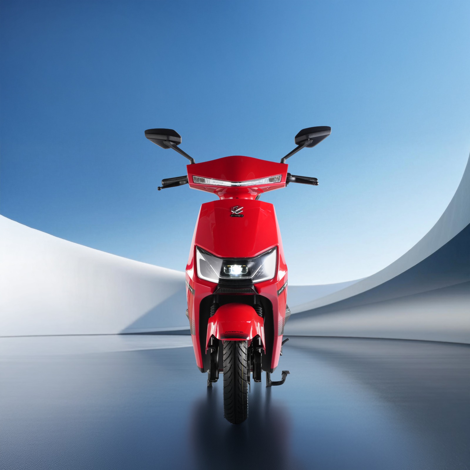 red coloured rabbitor ev scooter